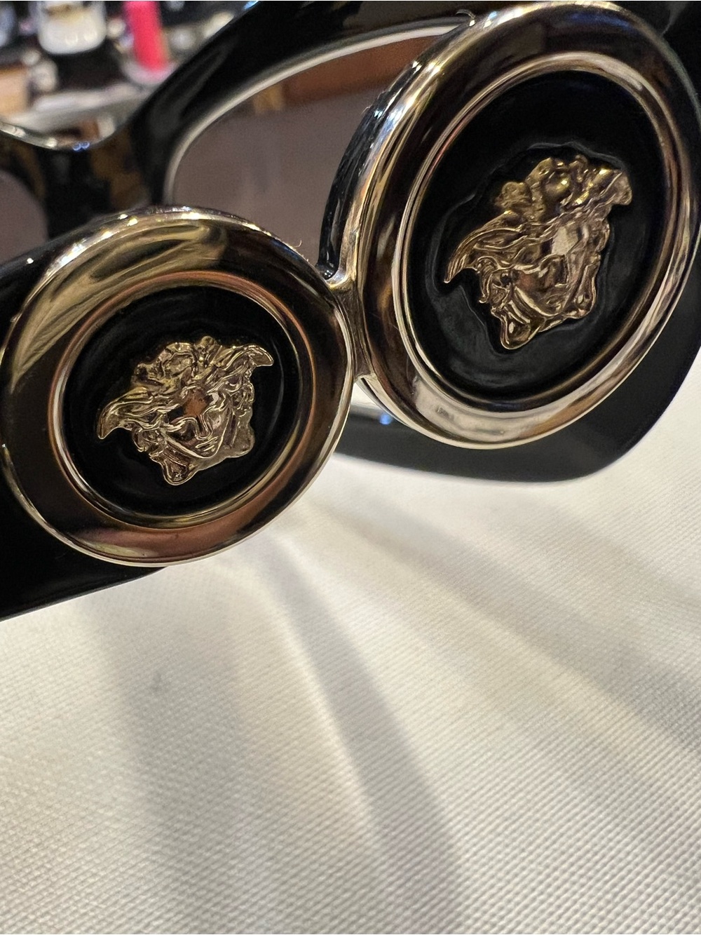 Versace Medusa Oversized Square Black with Gold Medallion Logo - Picture 4 of 10